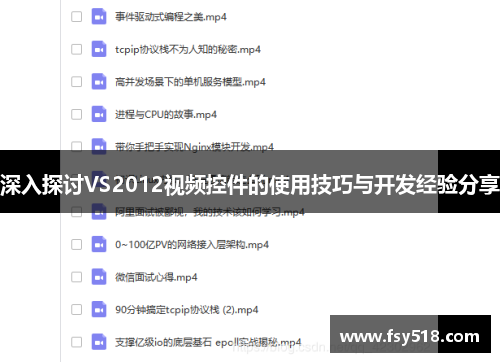 深入探讨VS2012视频控件的使用技巧与开发经验分享